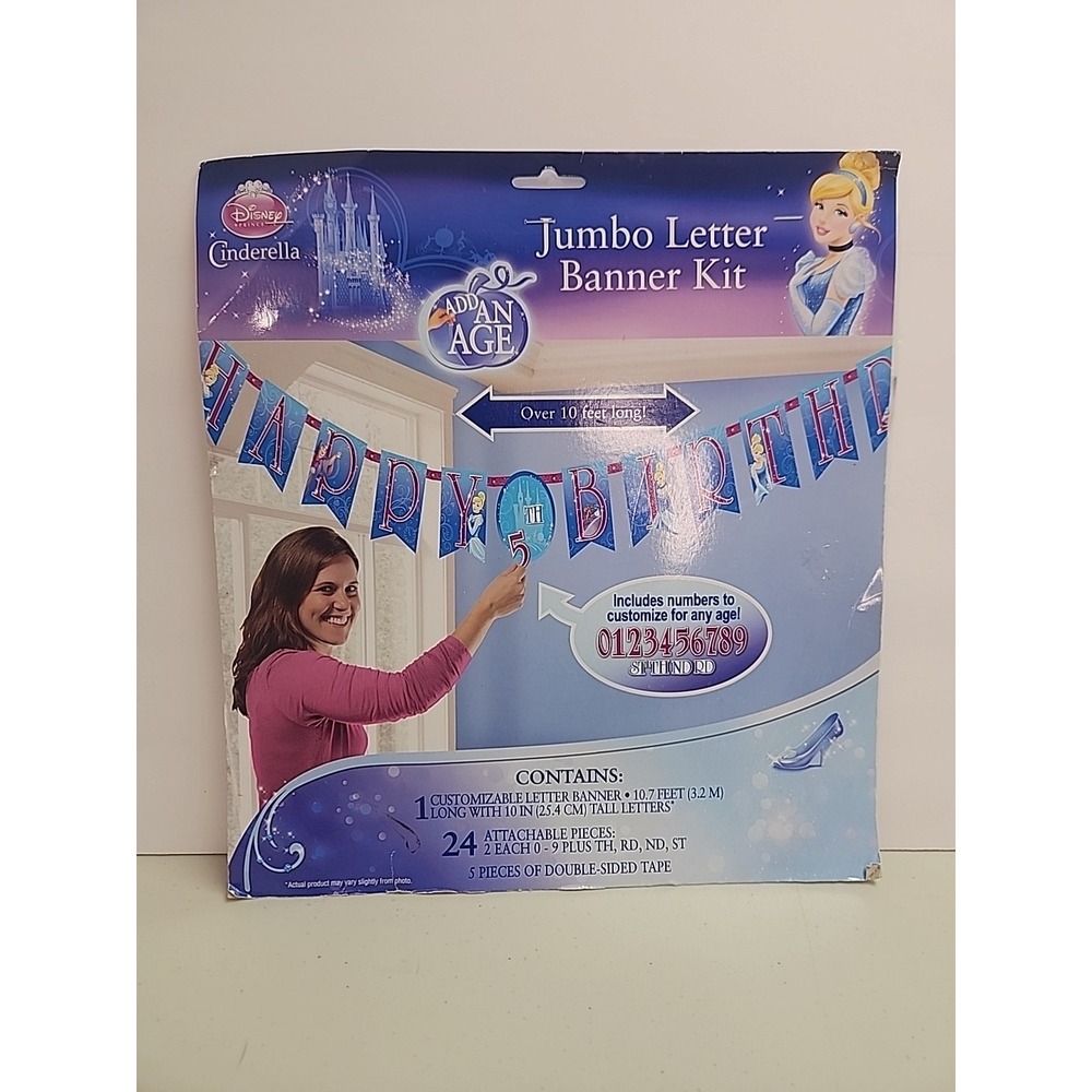 Disney Cinderella Add An Age Jumbo Letter Banner Kit Happy Birthday Supplies